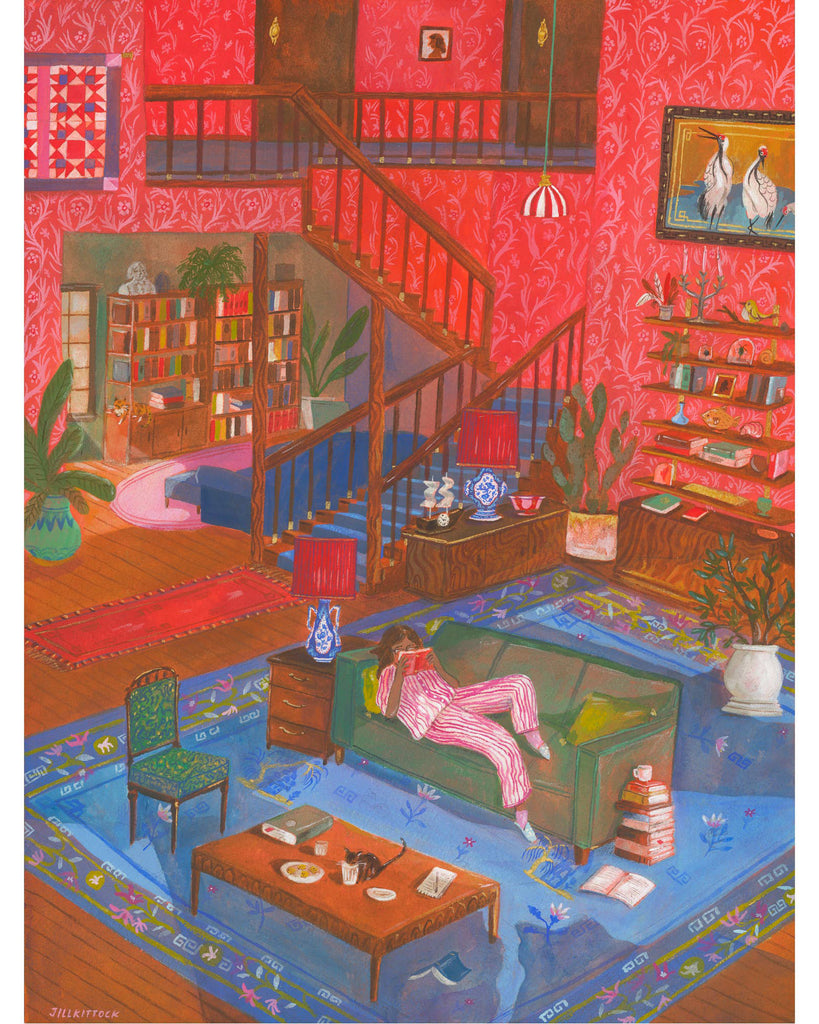Reading Through the Dimming Light Print by jill kittock