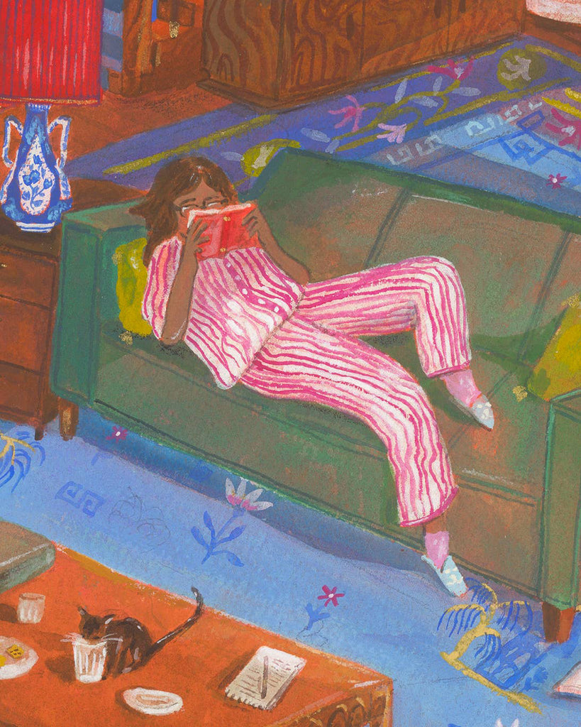 Reading Through the Dimming Light Print by jill kittock