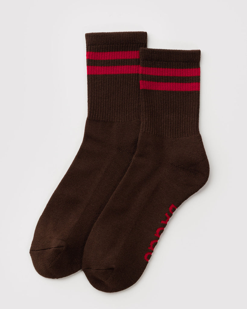 ribbed knit stripe sock in coffee