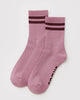 ribbed knit stripe sock in wild plum
