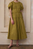 midi dress in citron green with elevated details