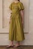 midi dress in citron green with elevated details