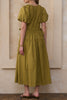midi dress in citron green with elevated details