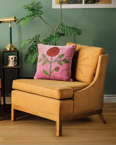 Rose Briar Embroidered Throw Pillow