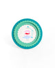 circular photo frame with a glossy finish