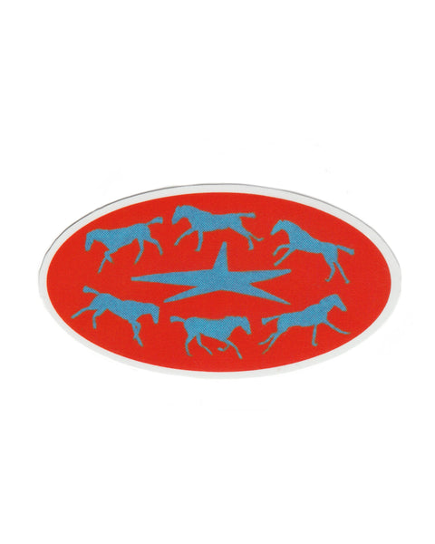 running horses sticker in red