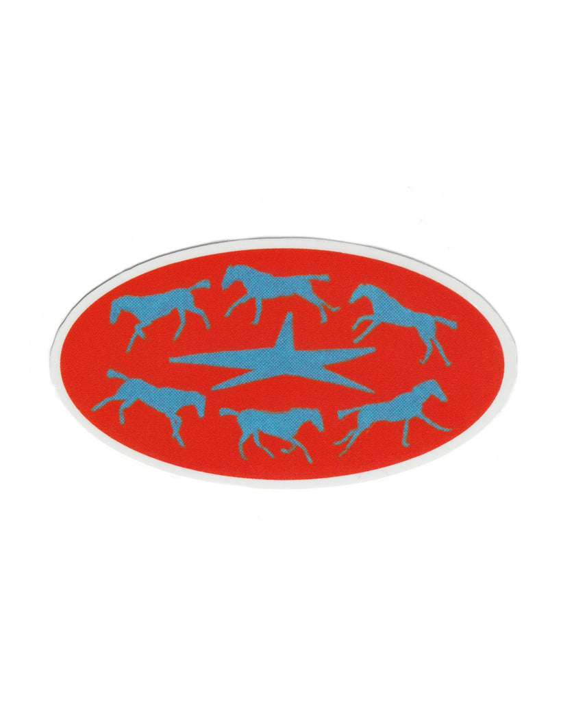 running horses sticker in red