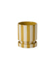 yellow and white striped pot with saucer