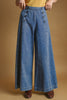 wide leg jeans with sailor-inspired side buttons