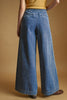 wide leg jeans with sailor-inspired side buttons