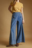 wide leg jeans with sailor-inspired side buttons