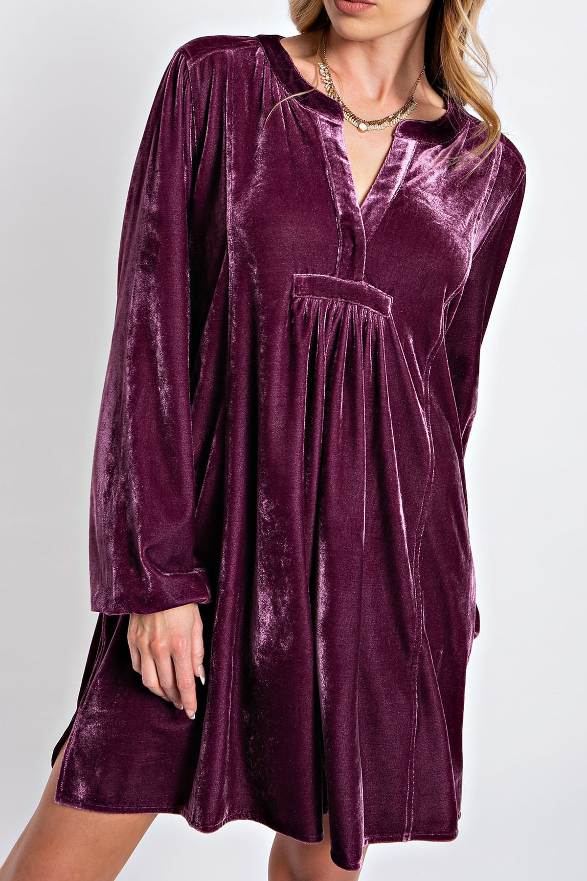 Fashion Women Solid Zipper V-Neck Slim Suede Dress Long Sleeve Velvet Dress  Purple XXXL - Walmart.com