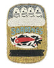 beaded coaster set in the shape of a tin of sardines