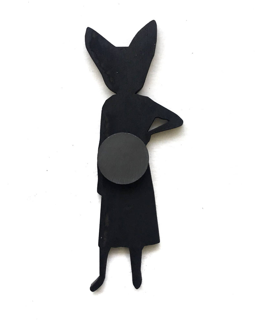Whimsical Wooden Magnet sassy fox