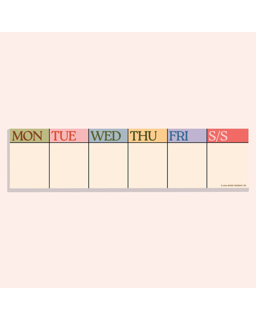 weekly planner pad designed to be used around your computer keyboard