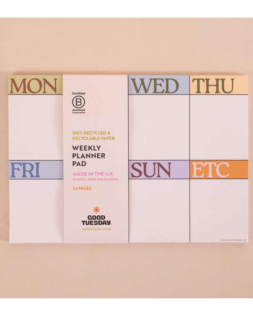 weekly planner pad with a scandinavian-inspired design