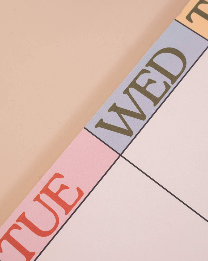 weekly planner pad with a scandinavian-inspired design