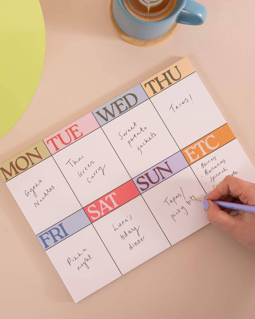 weekly planner pad with a scandinavian-inspired design
