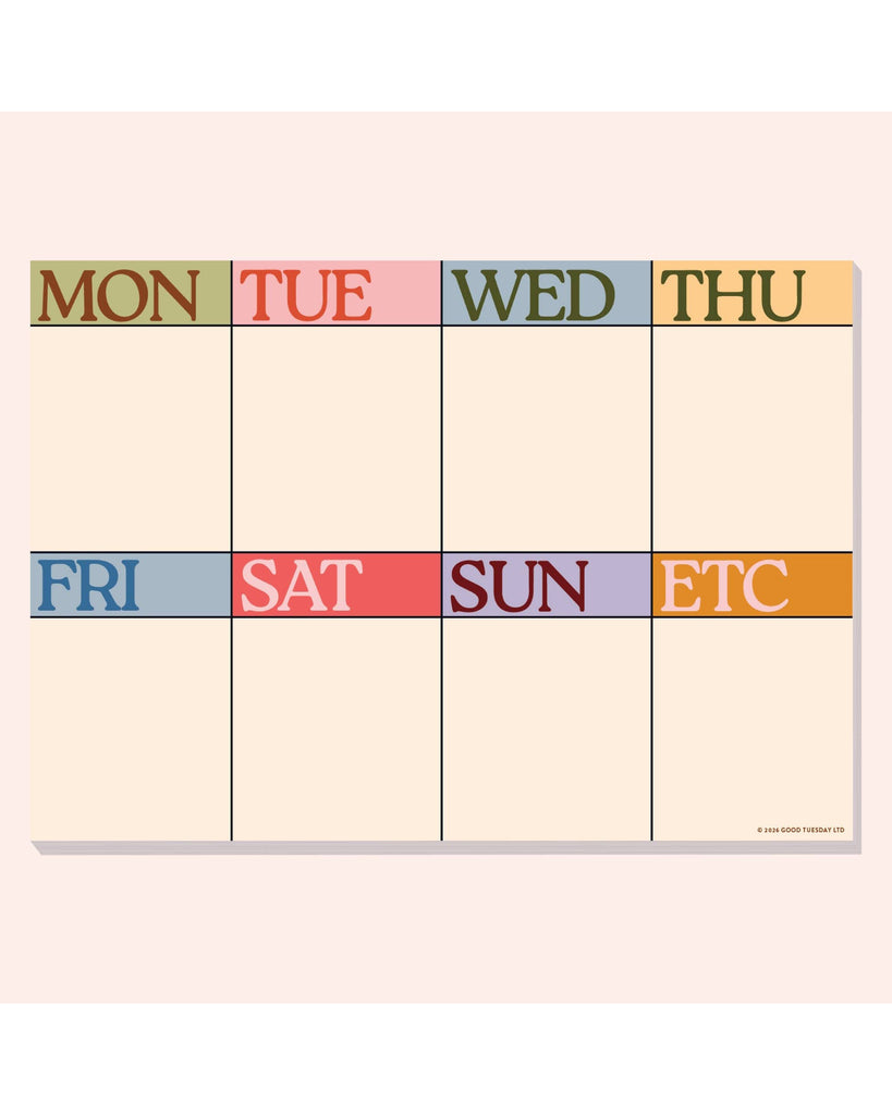 weekly planner pad with a scandinavian-inspired design