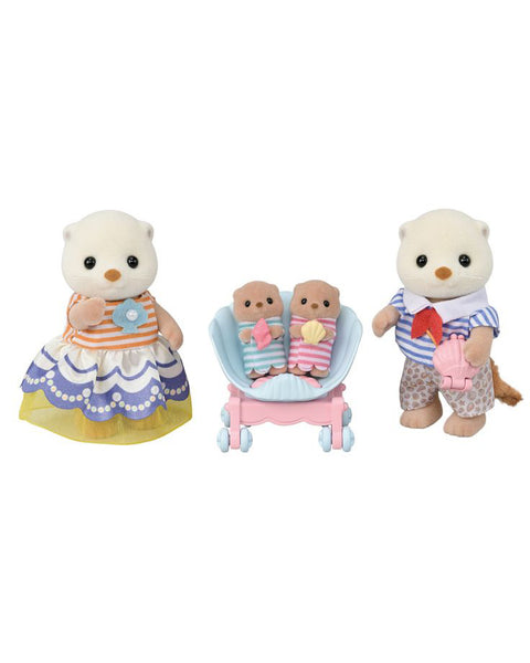 set of four sea otters with poseable arms and removable outfits from calico critters