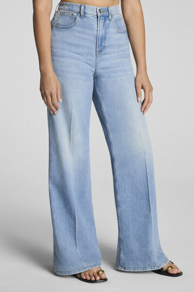 seaside blue wide leg jeans from spanx