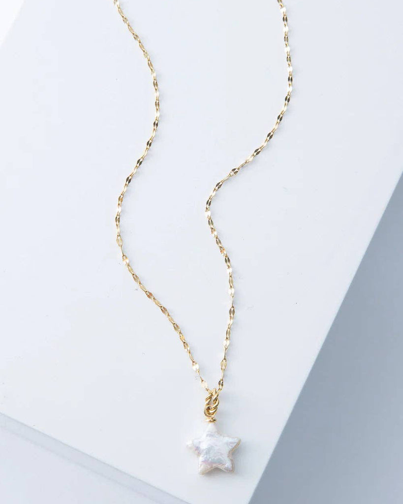 shooting star necklace, mother of pearl star pendant