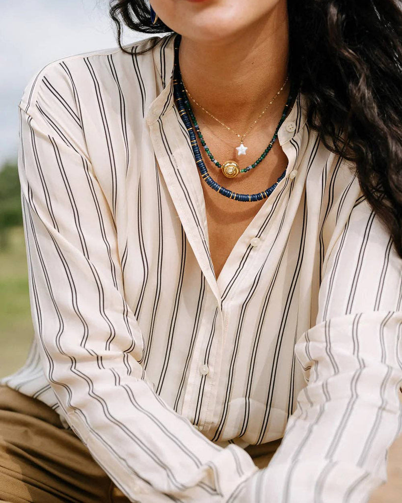 shooting star necklace, mother of pearl star pendant