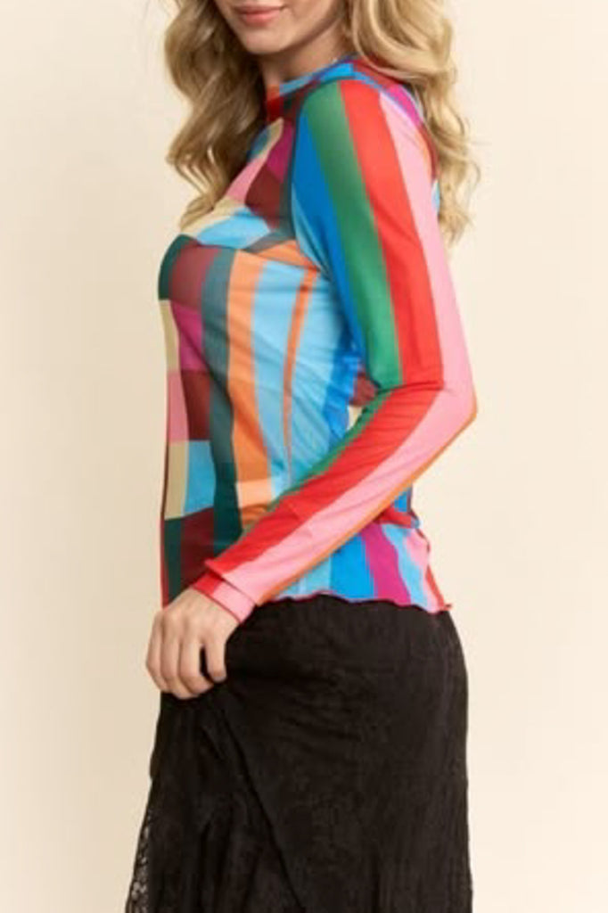Shoreline Plaid Mesh Top