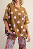 oversized tee in kiwi green with light pink polka dots