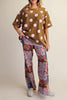 oversized tee in kiwi green with light pink polka dots