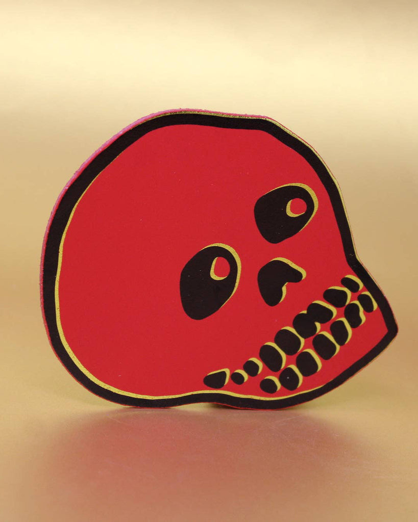 genuine leather skull coaster in red