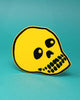 genuine leather skull coaster in yellow