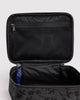 small cosmetic case in a charcoal ditsy floral pattern