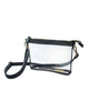 small clear crossbody with black accents