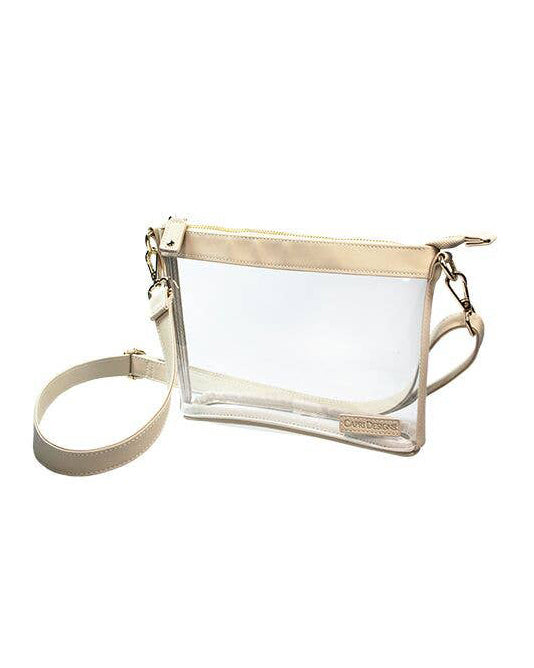 small clear crossbody with off white accents