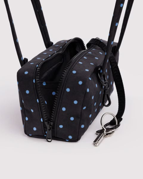 Black & Sky Blue Micro Dot Small Bowler Bag from baggu