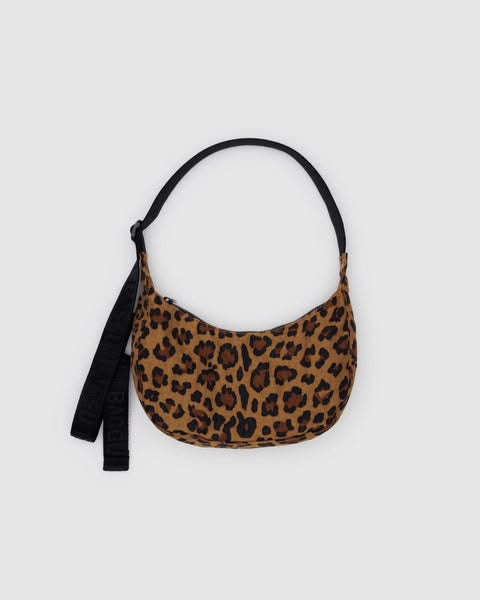 small nylon crescent bag from baggu in leopard