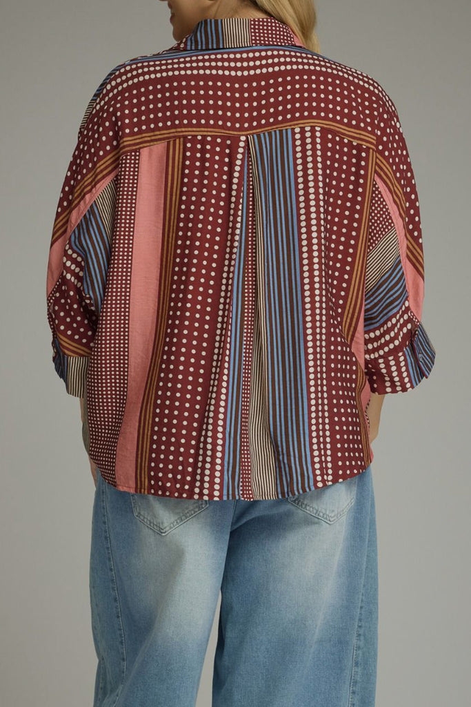 lightweight button down top in a lovely printed pattern