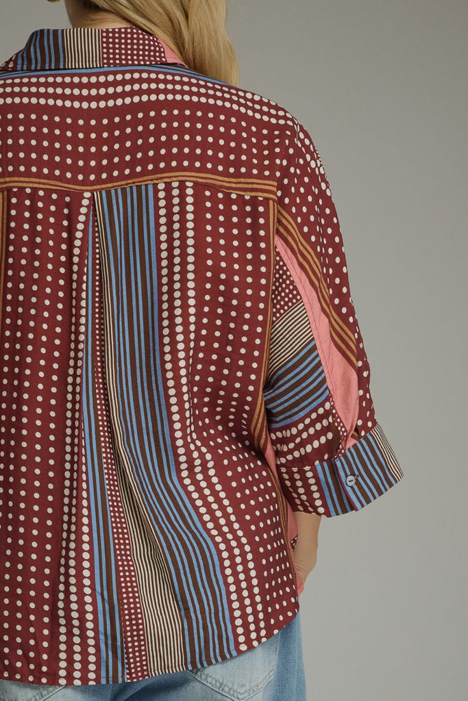 lightweight button down top in a lovely printed pattern