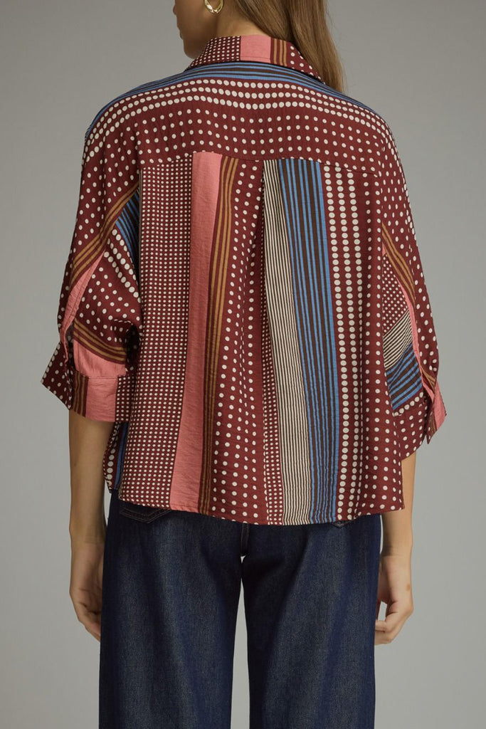 lightweight button down top in a lovely printed pattern
