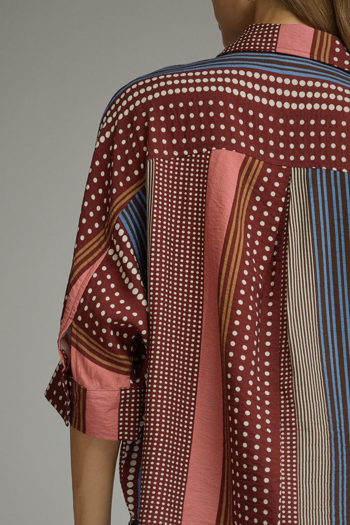 lightweight button down top in a lovely printed pattern