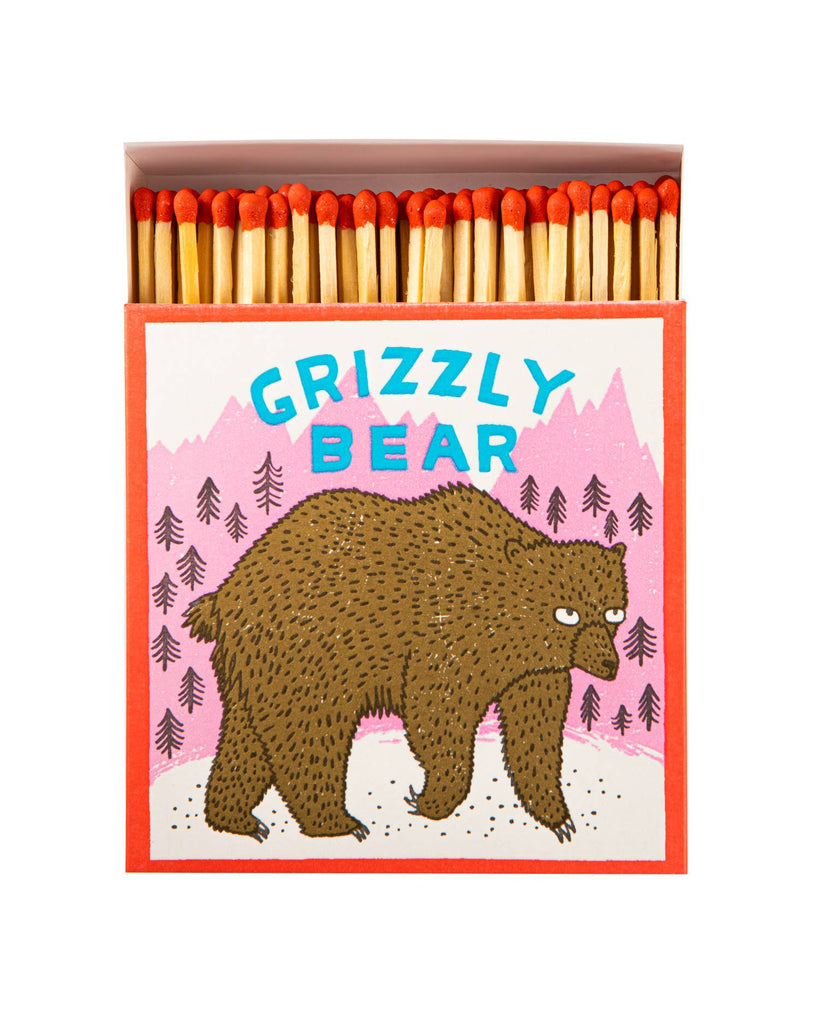 square matchbox of safety matches, grizzly bear