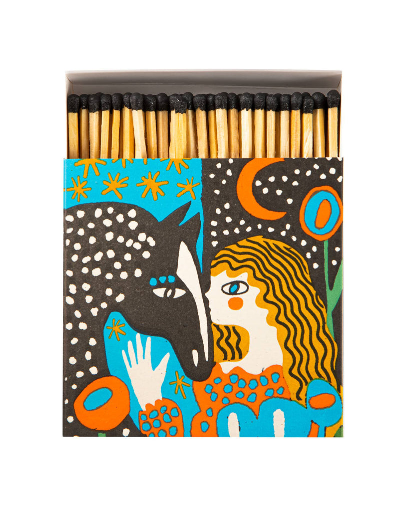 square matchbox of safety matches, heart horse