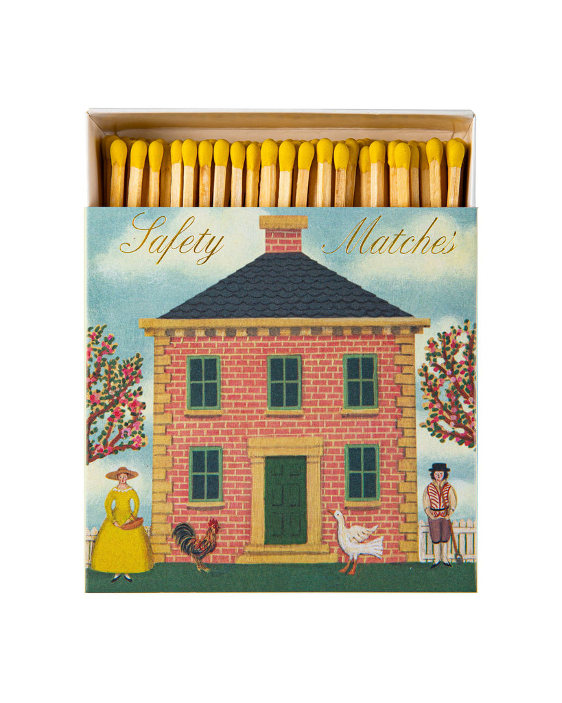 square matchbox of safety matches, red brick 