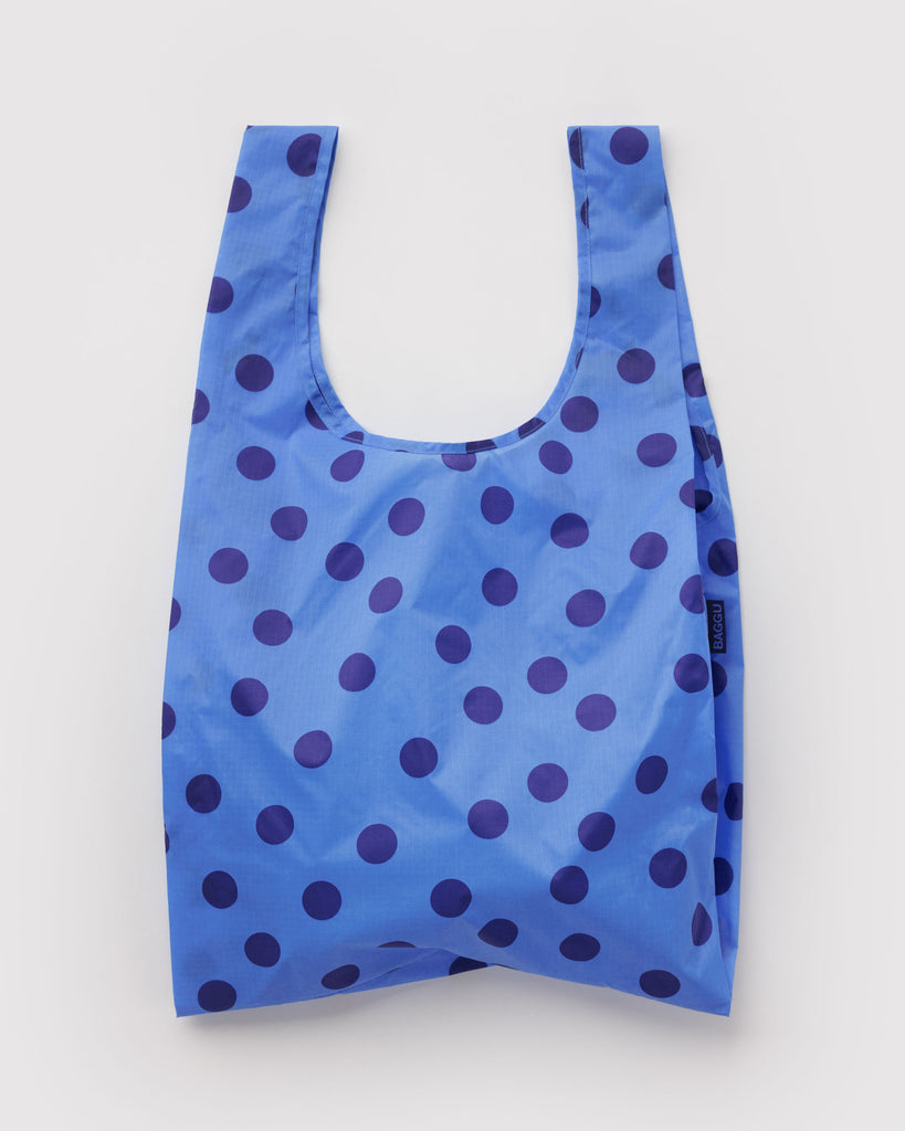 baggu reusable bag, blue polka dot