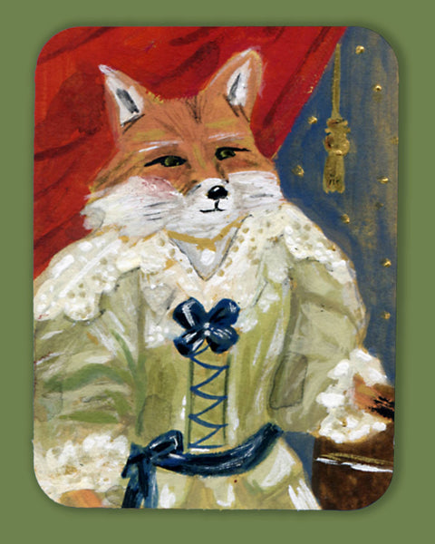 sticker featuring an elaborately dressed fox