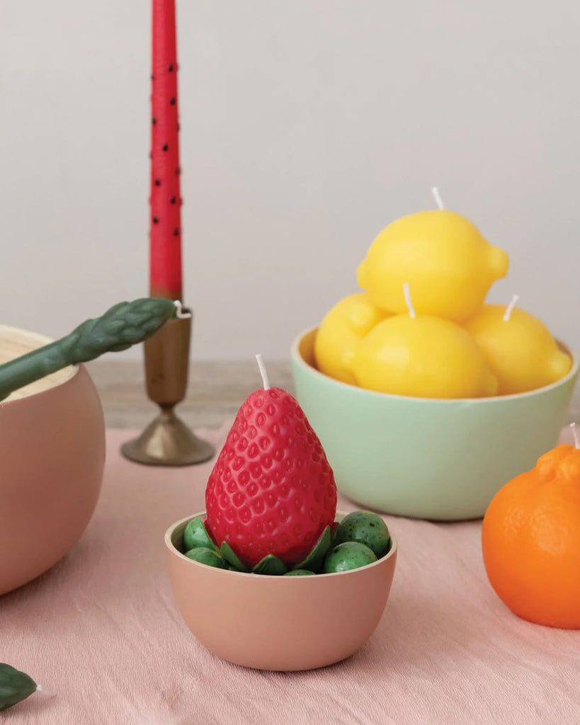 realistic look red strawberry candle