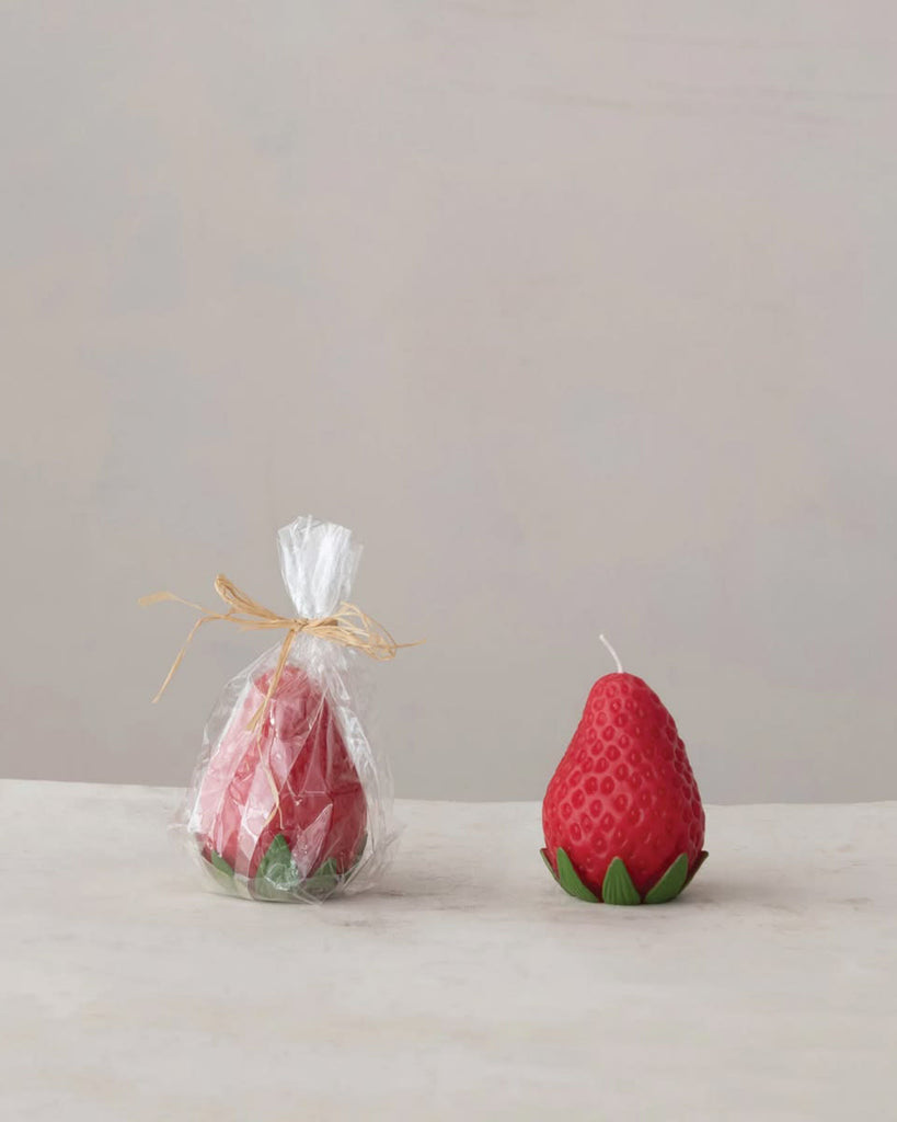 realistic look red strawberry candle