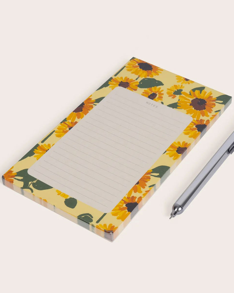lined notepad with a sunflower pattern