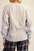 soft button down top in ecru with special detailing throughout